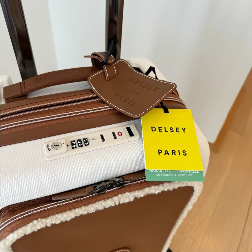 NWT Limited Edition Delsey Paris Chatelet 2.0 Air Brown and White Carry On - Picture 4 of 16